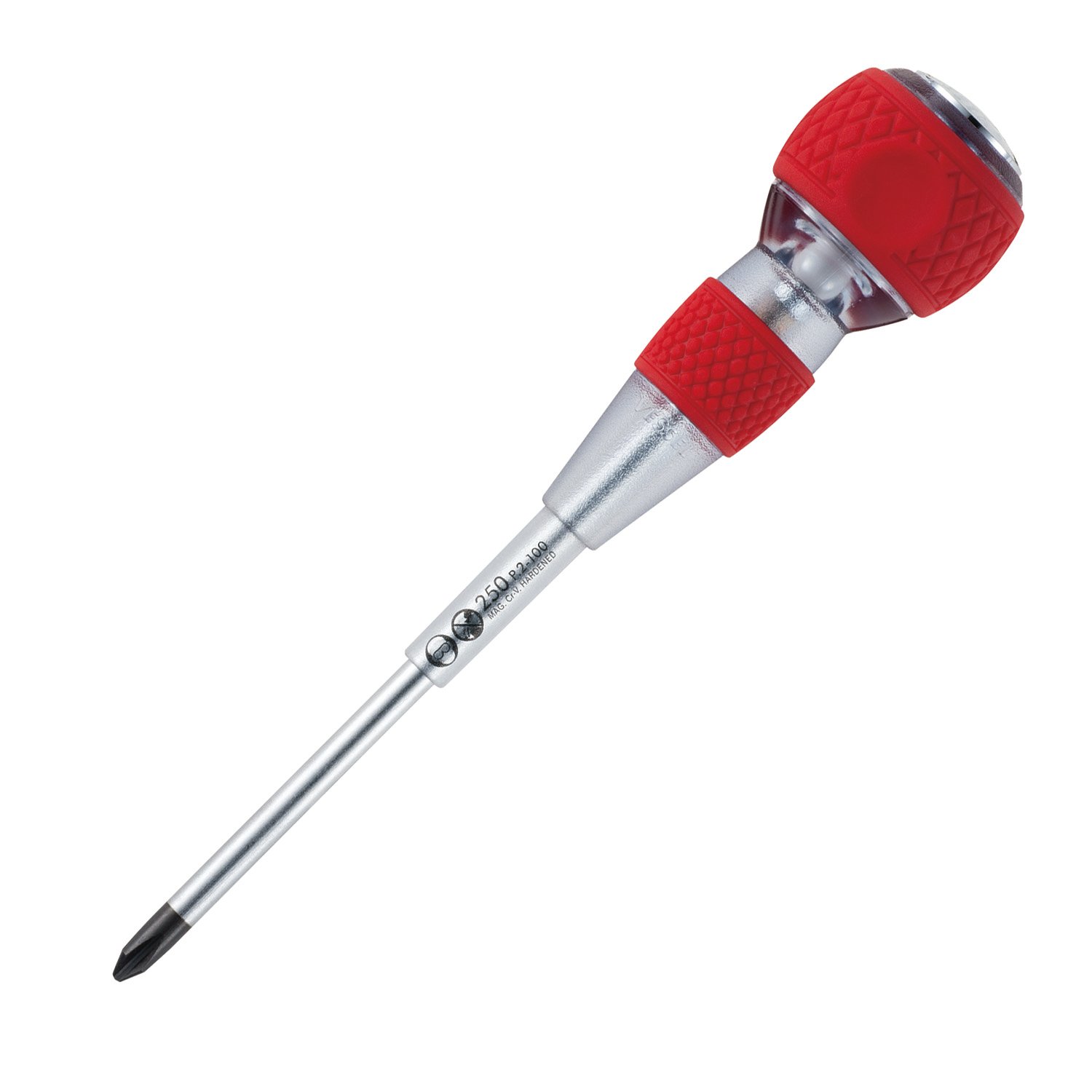VESSEL Ball Grip Tang-Thru Screwdriver w/Ceramic Ball +2x100 (4") No.250 250P2100