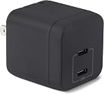 Amazon Basics Fast Charging USB C Nano GaN Wall Charger, 35W 2-Port for Tablets Phones, White
