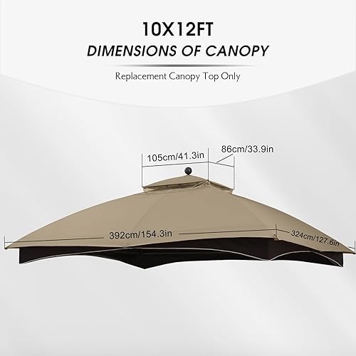 Miniatura 2 de MASTERCANOPY Toldo de repuesto para glorieta Lowe's Allen Roth de 10 x 12 pulgadas #GF-12S004B-1 (caqui) Bronceado,Marrón,Azul marino,Cuadros