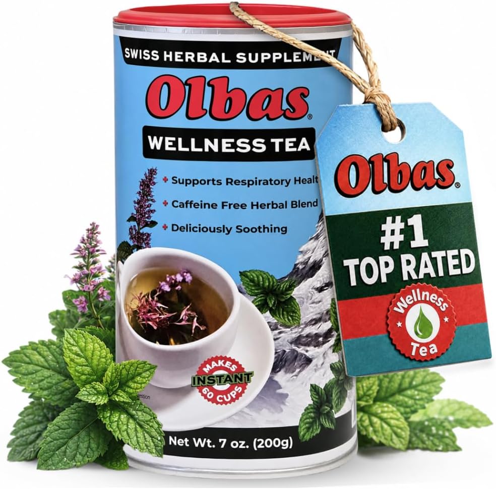 Herbal Tea 7 Ounce, Swiss Herbal Blend with 20 Soothing Herbs & Essential Oils, Sore Throat and Stress Relief Tea, Warming Comfort, Calms Stomach, Power to Breathe