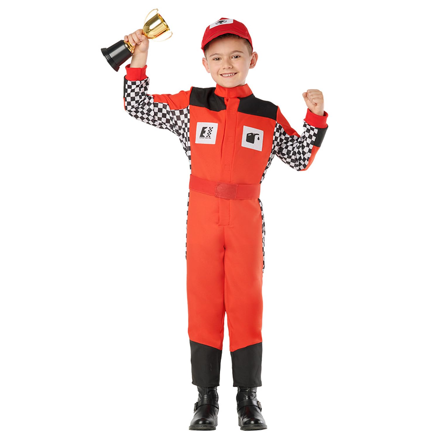 Boland - Kostium dziecięcy kierowcy wyścigowego, 2-częściowy, przebranie na imprezy tematyczne, Halloween lub karnawał, wyścigi samochodowe