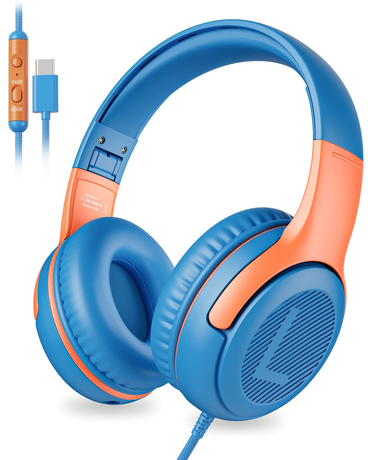 awatrue AT2C USB-C Kids Headphones with Mic - 85/94dB Volume Limiter