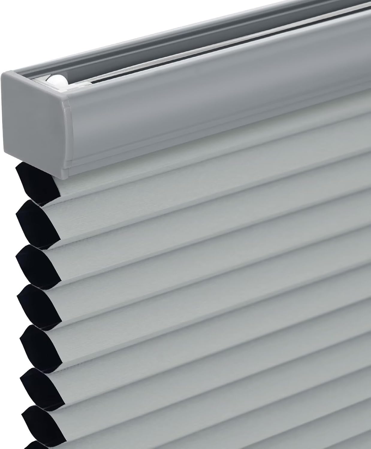 Changshade Cordless Cellular Shades, Blackout Honeycomb Shades for Windows, Pull Down Pleated Blinds, Easy to Install for Indoor Windows and French Doors,34" W x 64" H, Grey Blackout Grey-color Coordinated 34"W x 64"H