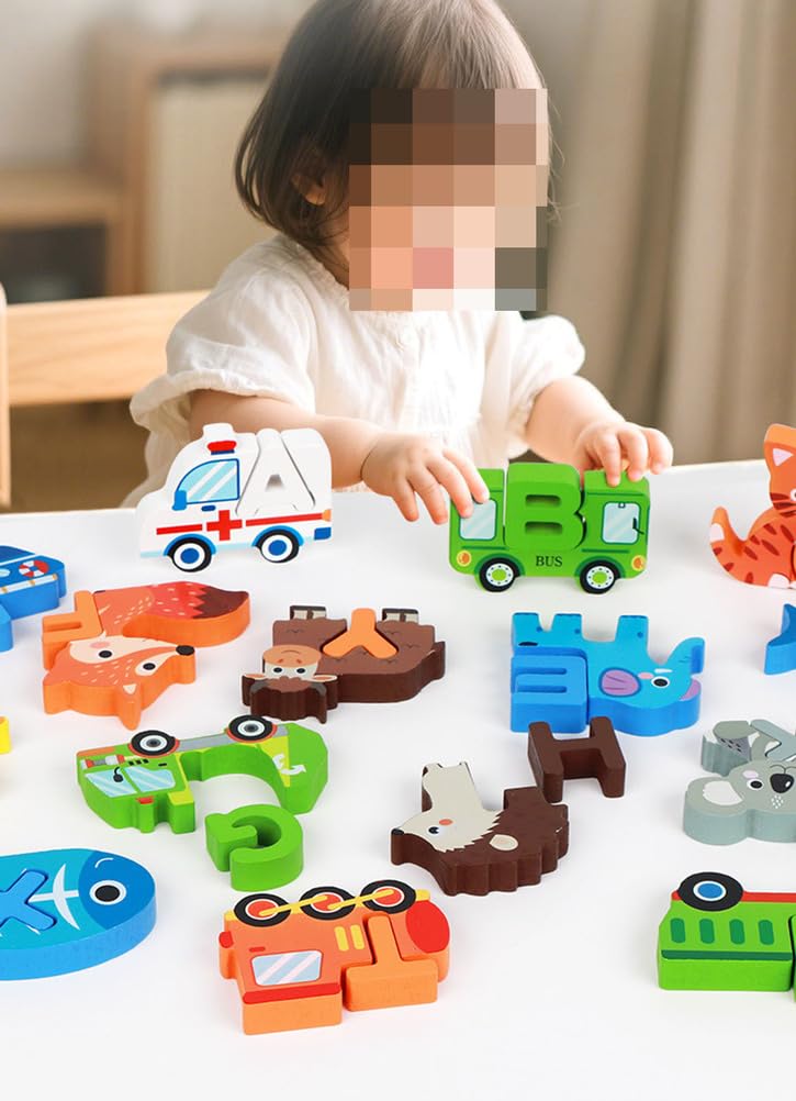 Rompecabezas de Madera 3D de 26 Letras, Juguete Montessori de Aprendizaje temprano