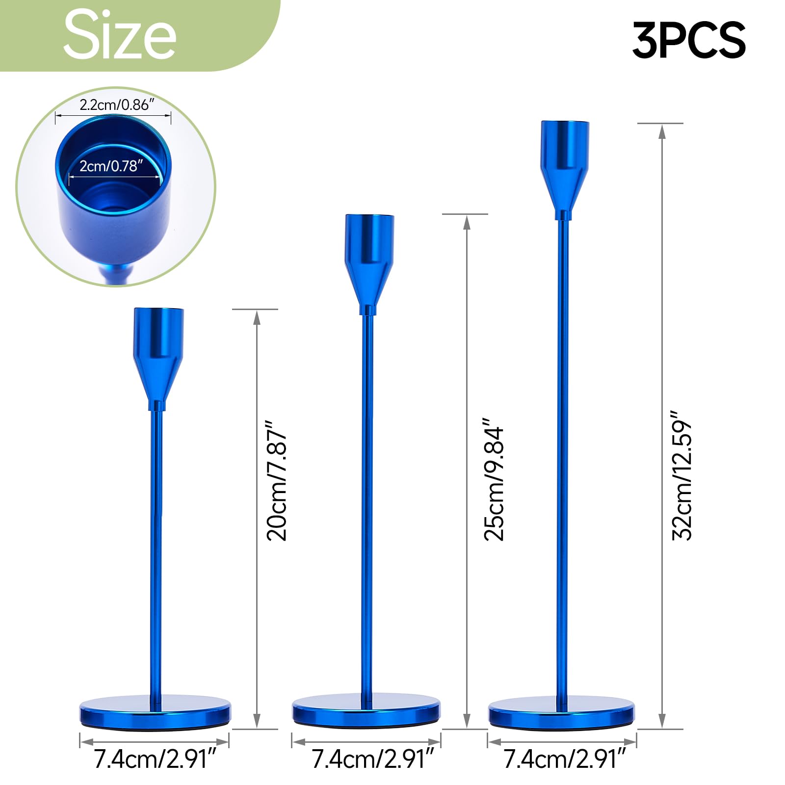 Candlestick Cone Candlestick, Aviation Aluminum Anodized, Retro Modern Decorative Centerpiece for Dining Table Decoration, Wedding Home Gifts, Parties (6, C-Blue)