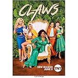 Niecy Nash, Carrie Preston, Judy Reyes, Jenn Lyon and Karrueche Tran (as Desna Simms and Virginia sitting on Chair "Claws" written on top and NEW SEASON 9 on bottom right) in Claws - 8 inch x10 inch PHOTOGRAPH Performer & Actor Color PHOTOGRAPH-ls