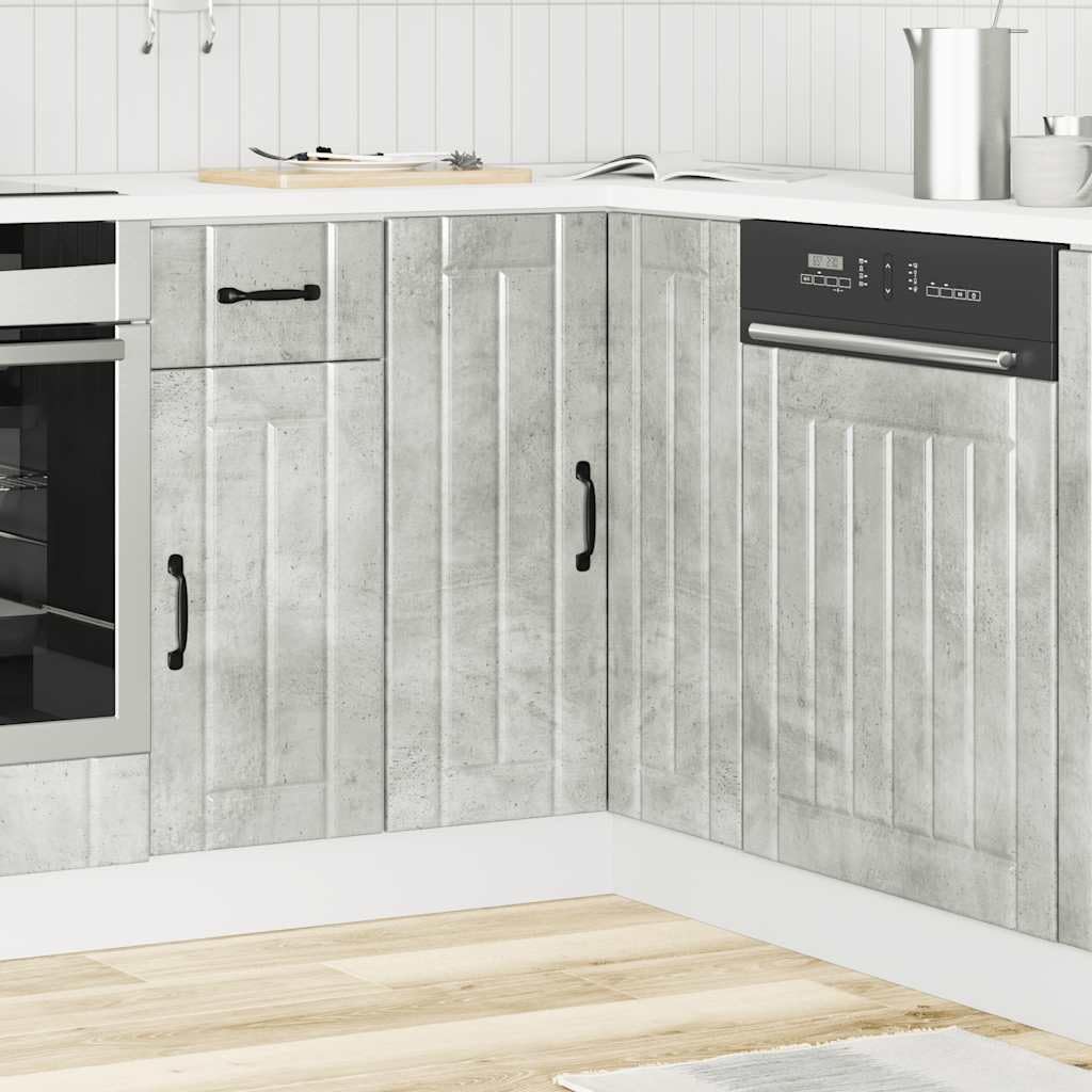 Lucca - Mobiletto angolare da cucina in legno grigio cemento con piedini regolabili, 75,5 x 75,5 x 81,5 cm, per cucina e sala da pranzo, autoportante, salvaspazio
