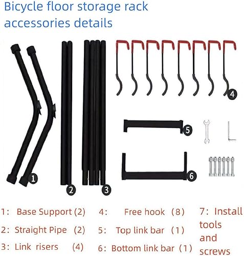 Miniatura 7 de Bike Garage Storage Rack,Free Standing Bike Rack, 4 Bicycle Garage Floor Stand,Adjustable Hooks Bike Rack For Indoor Storage And Display Road