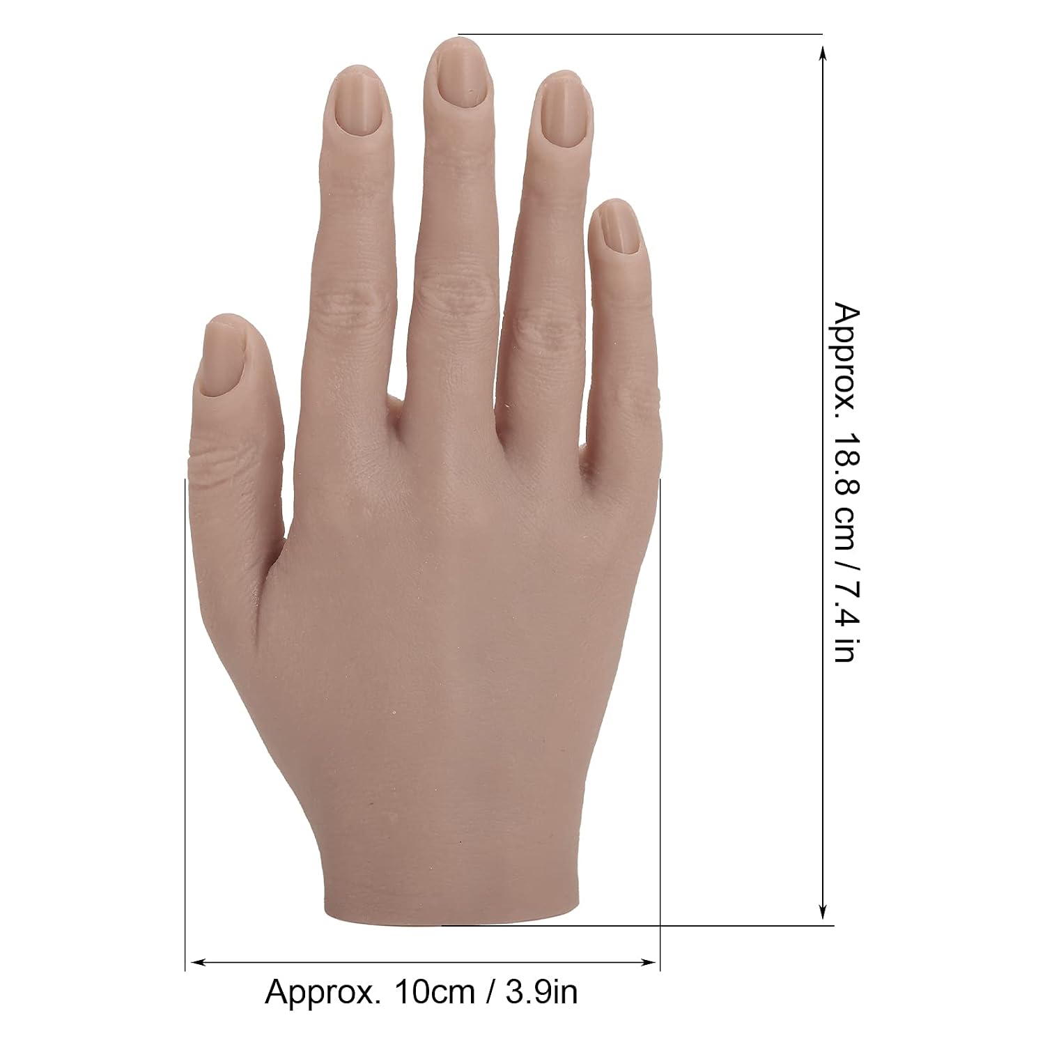 Silicone Nail Training Hand, Flexible Joint Nail Art Practice Hand, Bendable Mannequin Hands with 100 False Nail Tips, Lifelike Texture for Acrylic Gel Nails Practice, Ideal for Be (01)