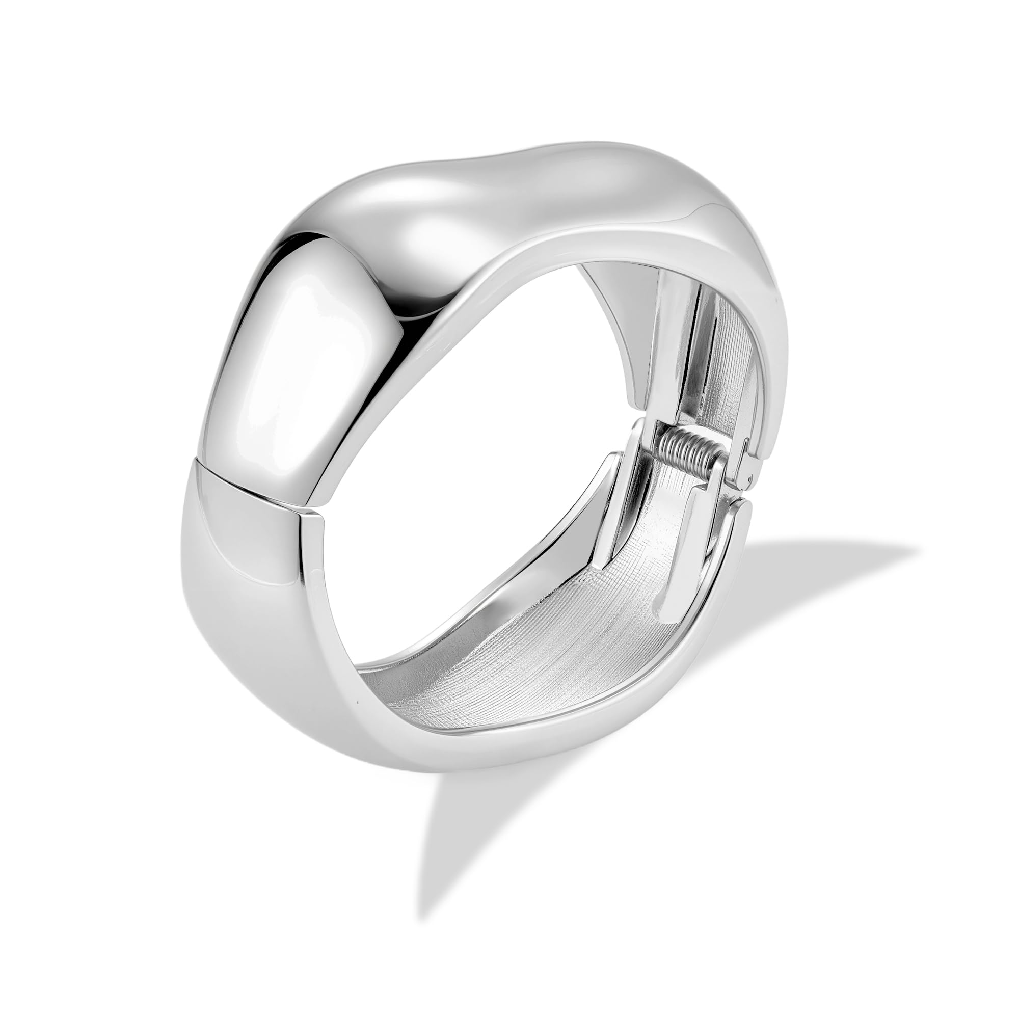 ALEXCRAFT Chnuky Brazalete Abierto Plata Oro 14K Ancho Para Mujer