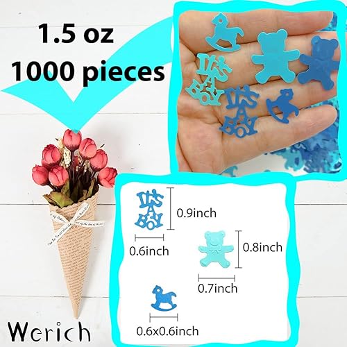 Miniatura 3 de Werich Confeti para mesas de bebé niño, juegos de baby shower, revelación de género, fiesta de cumpleaños, purpurina metálica de papel de aluminio,