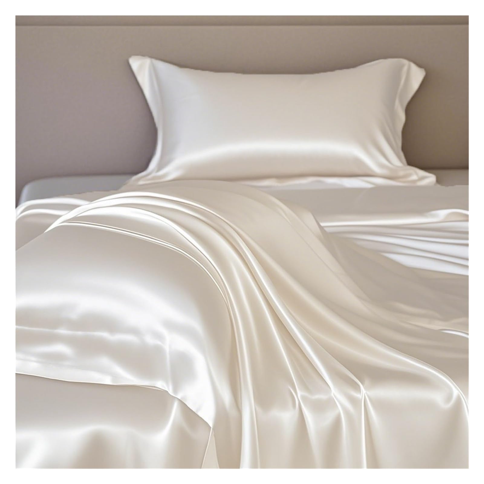 Sabanas encimeras de satén 170x230cm 230x250cm 250x250cm Ropa de Cama ultrasuave y Sedosa de Lujo, sábana Plana para Adultos y niños(Beige,170x230cm)
