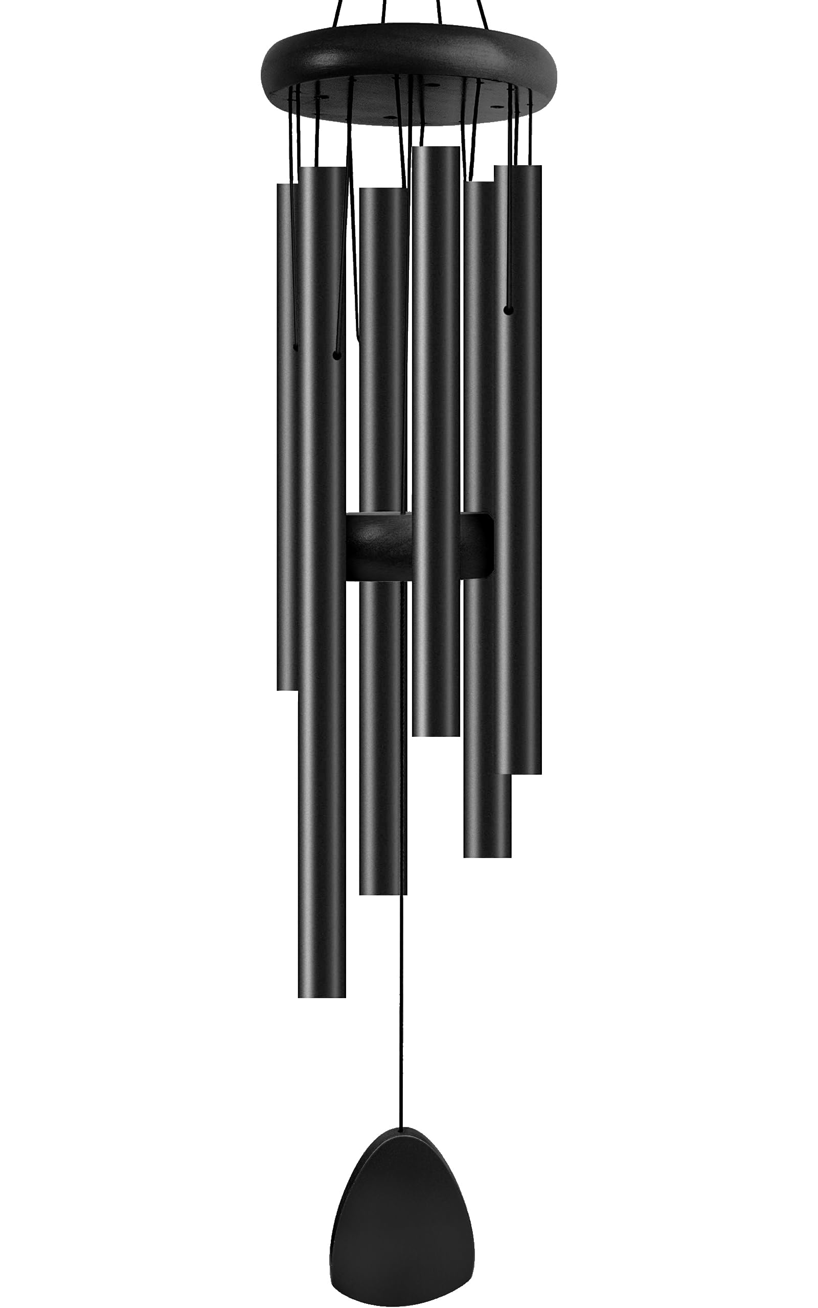 Large Aluminium Wind Chimes 37 Inches to Create a Zen Atmosphere Suitable for Outdoor, Garden, Patio Decoration. Classic Wind Chimes with Wind Catcher as a Gift for Unisex(Whole Black)
