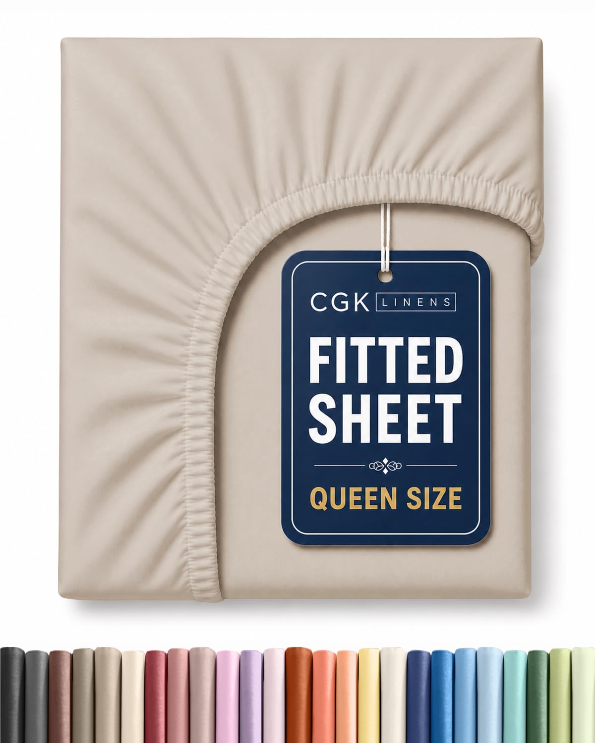 Queen Fitted Sheet - Single Fitted Sheet Only - 8-16" Deep Pockets - Wheat