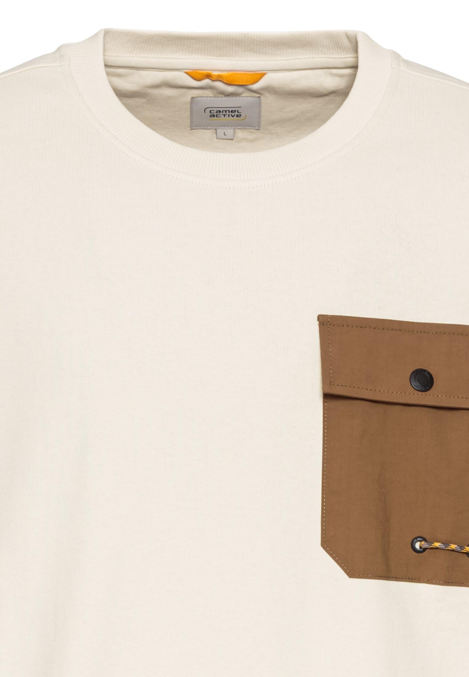 camel active Herren Rundhals Sweatshirt mit Brusttasche