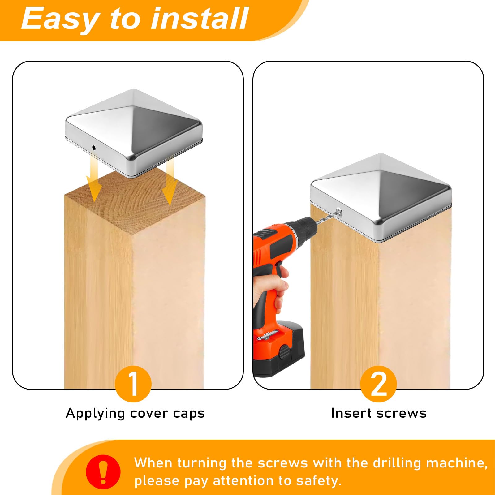 10 Stück Pfostenkappen 9X9CM,Edelstahl Pfostenkappe,Abdeckkappe Für Pfosten,Zaunpfosten Kappen,Abdeckkappe Metall Für Zaun Und Garten,Holzpfosten,Terrassenpfosten(Silber)