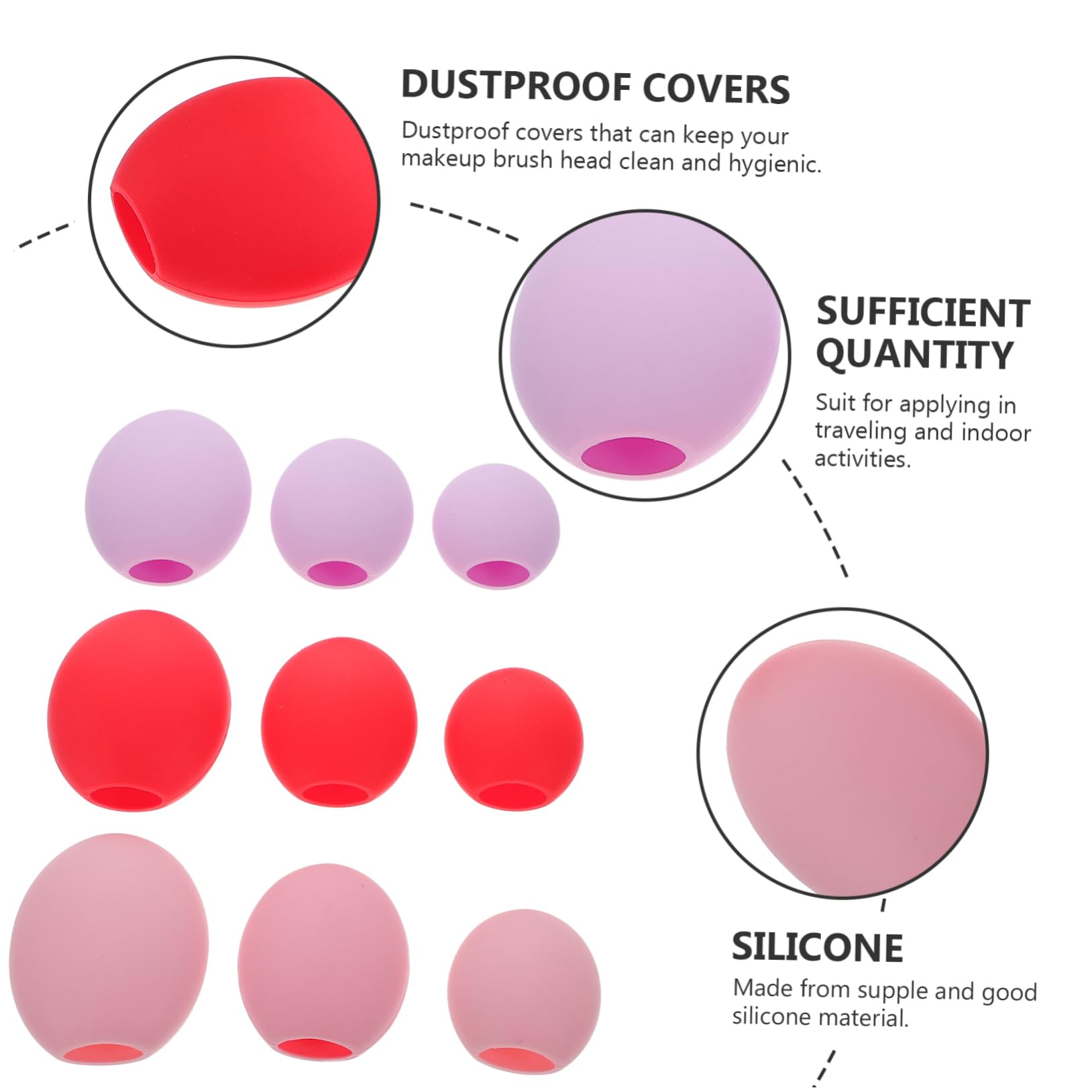 Healeved 27 Uds Estuche Para Brochas De Maquillaje Brocha De Maquillaje De Viaje Aplicador De Maquillaje De Silicona Protectores De Brochas Cosméticas Fundas Para Brochas De