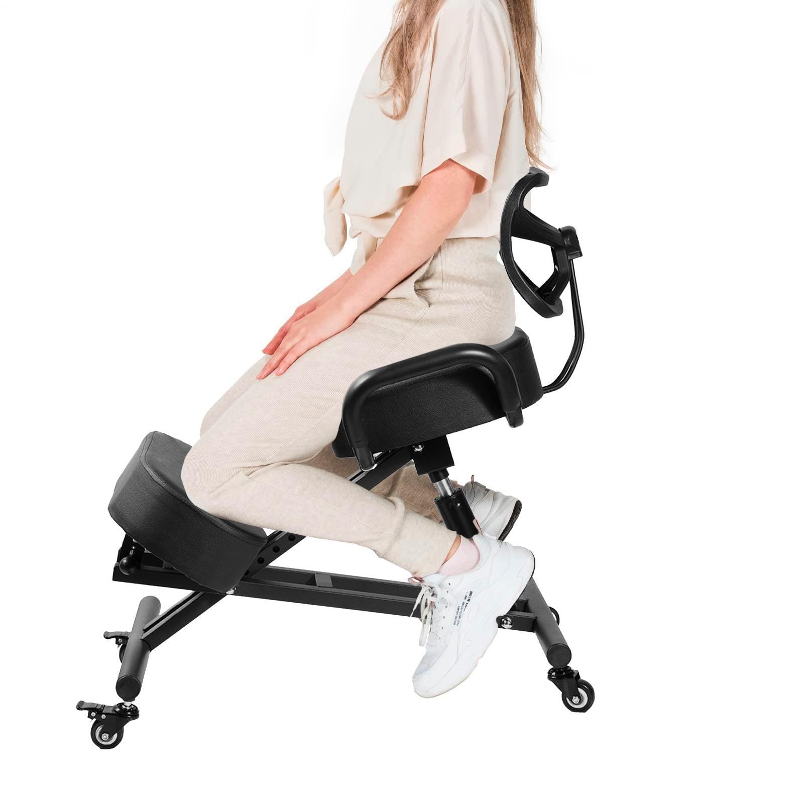Genérico Silla ergonómica de Rodillas con Respaldo, Taburete Ajustable | para el hogar y la Oficina con Asiento Inclinado para una Mejor Postura, Cojines Gruesos y cómodos