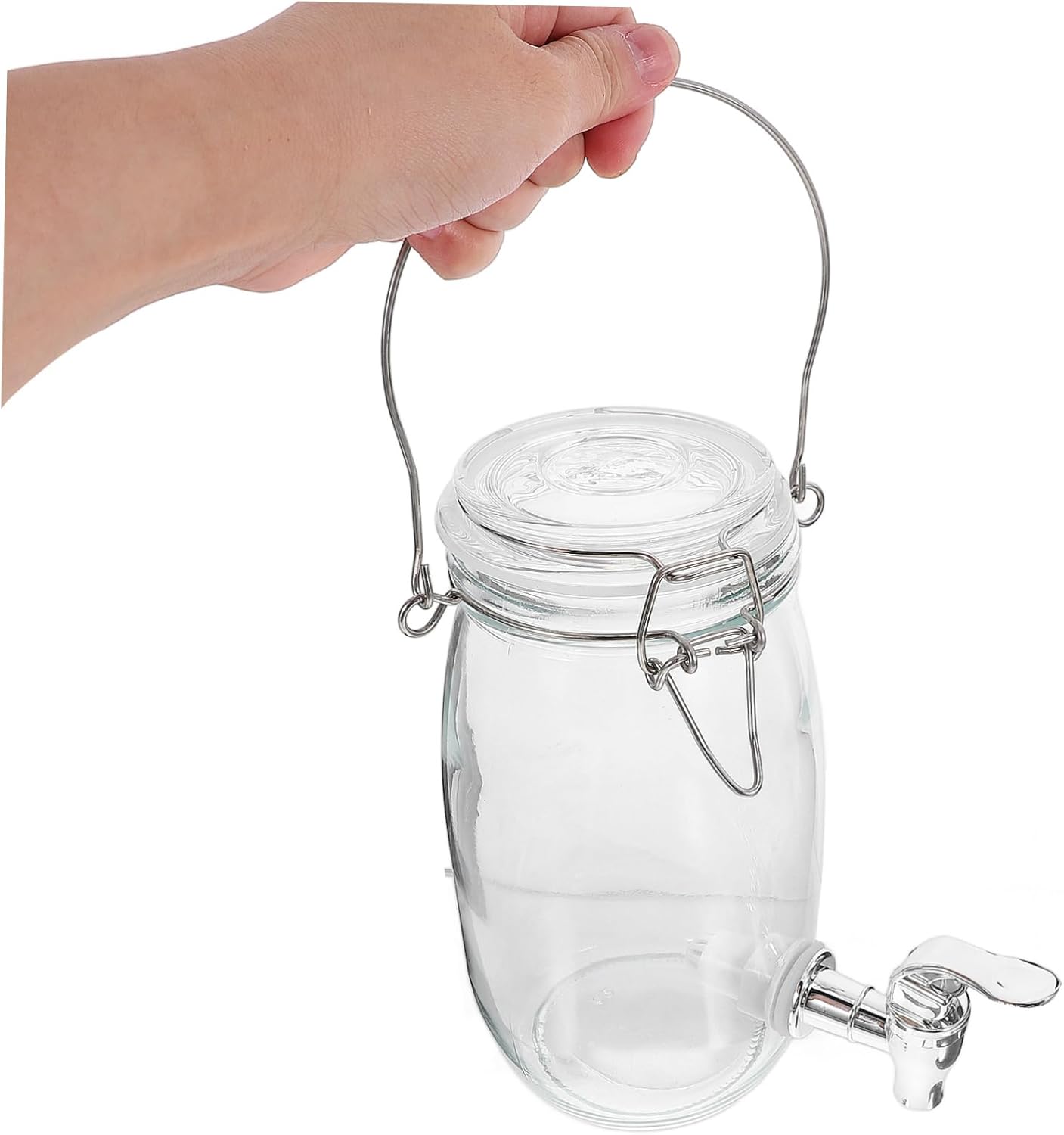 Garneck Transparent Glass Beverage Dispenser with Faucet Juice and Wine Storage Container Kitchen Drink Barrel for Home Parties and Events Fresh Food Storage