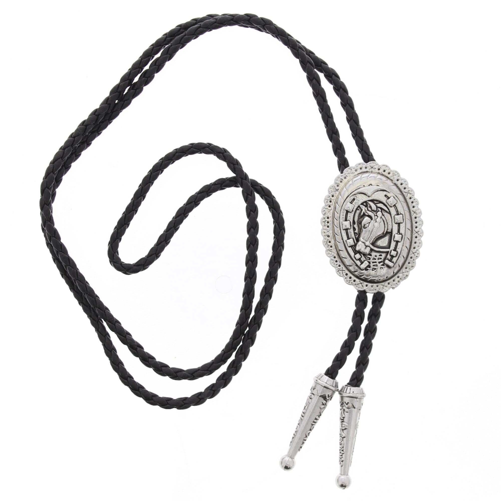 Zac's Alter Ego Men's Silver Vintage Horse Cameo Western/Cowboy/Rodeo Pu Bolo Tie