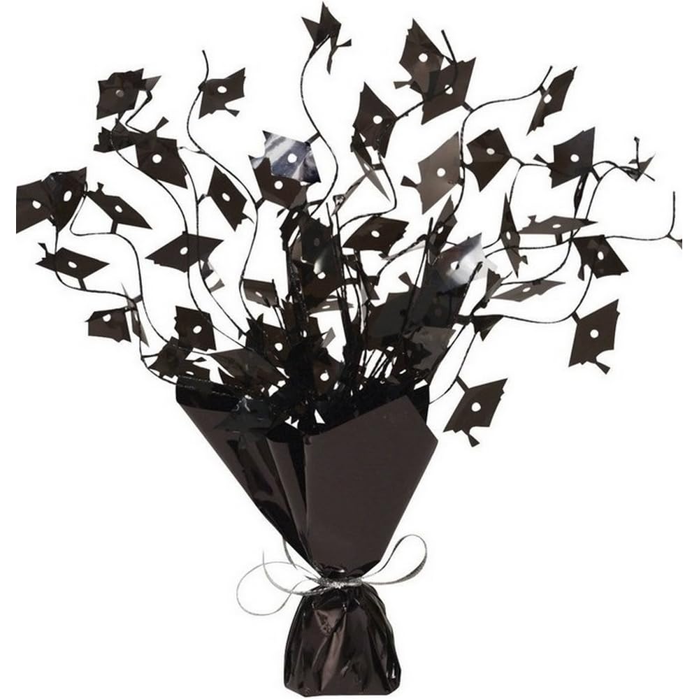 Creative Converting Black Foil Spray Mortarboard Graduation Centerpiece, 15