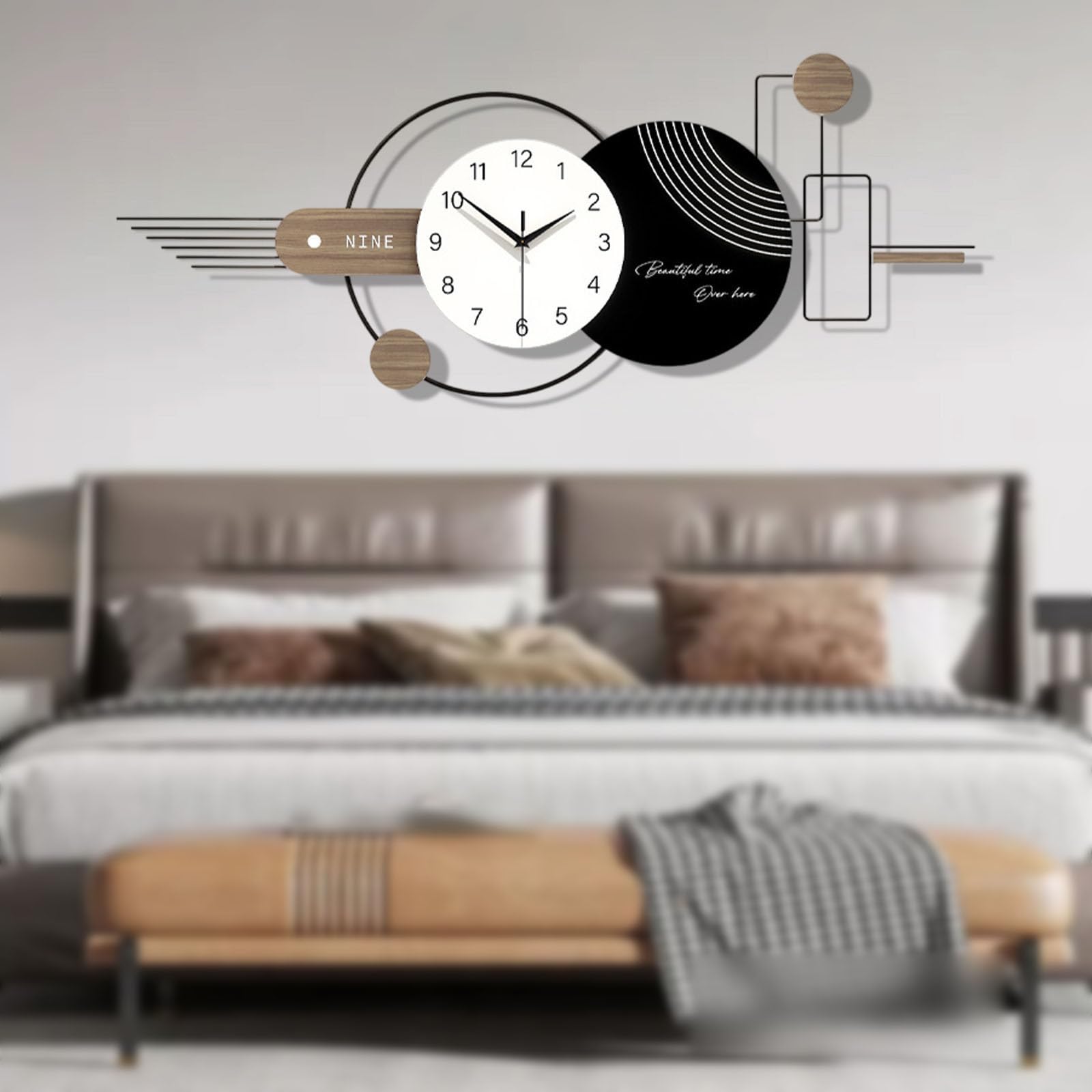Modern Große Wanduhr, Stille wanduhr Ohne Tickgeräusche, Kreativer Minimalistisch Stil Dekorative Wanduhr, Metallrahmen, für Küche Schlafzimmer Büro,100 * 40 cm (Schwarz und Weiß)
