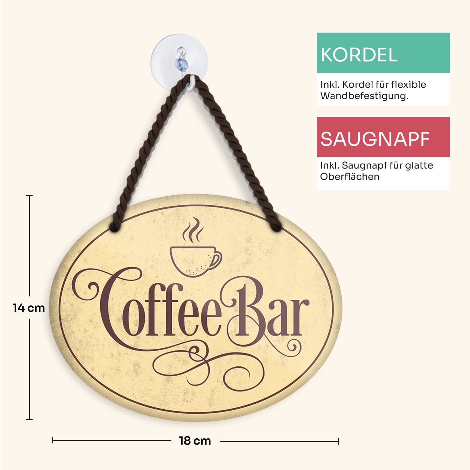 Targa in metallo con scritta in lingua tedesca N/A Das Kaffee-Nost: Geheiligt werde Deine Bohne, 20 x 30 cm