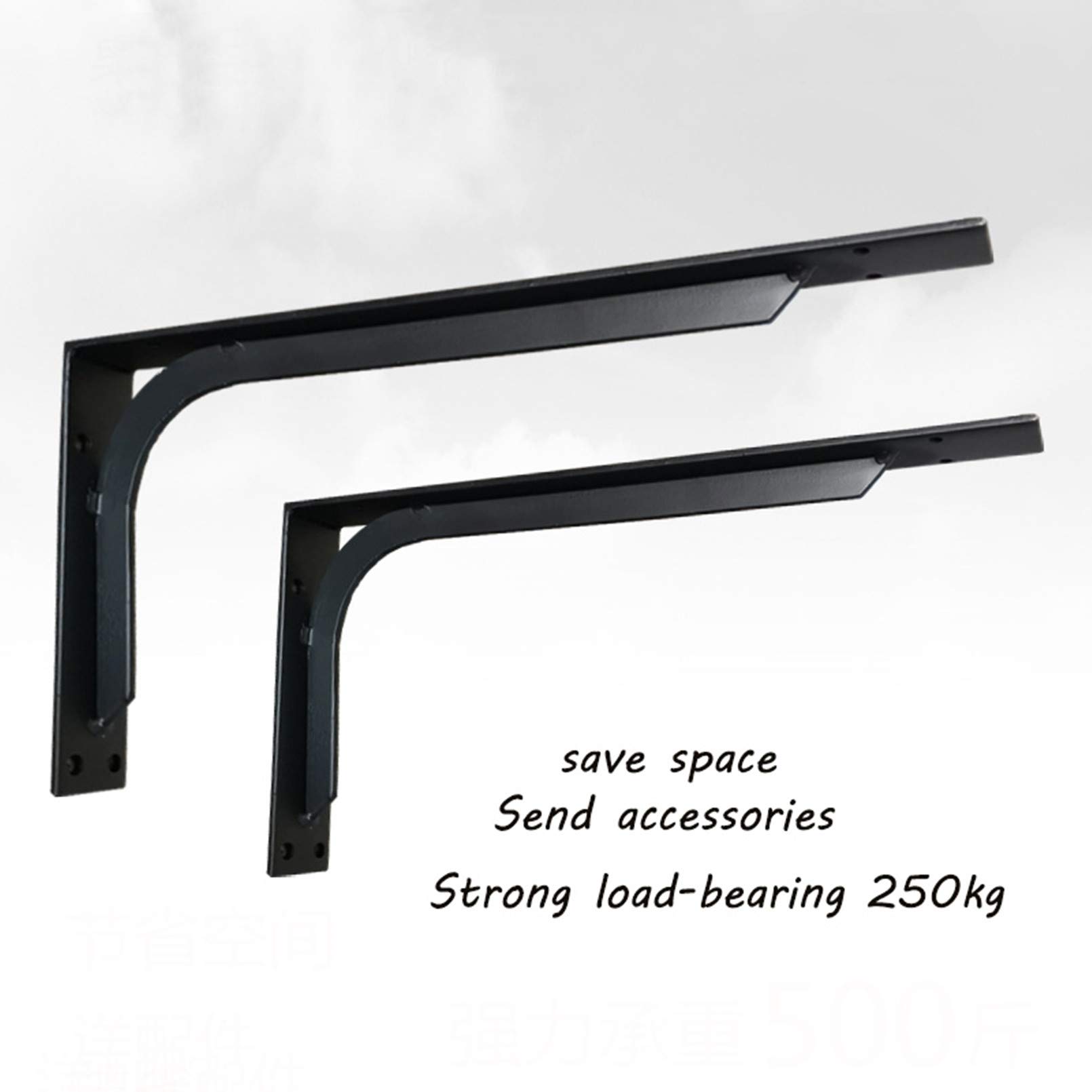 2 Staffa per Mensola Pesante,Ghisa Staffa Supporto Mensola,Supporto Triangolare Decorativo Creativo,Staffe per Mensole Industriale,Scaffali Galleggianti Nascosti,Spessore 5 mm(35cm/13.8in)