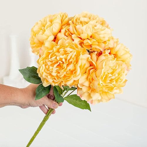 Miniatura 4 de Factory Direct Craft Ramo de peonía amarilla artificial de seda artificial de flores de peonía para primavera vacaciones de Pascua fiestas y bodas