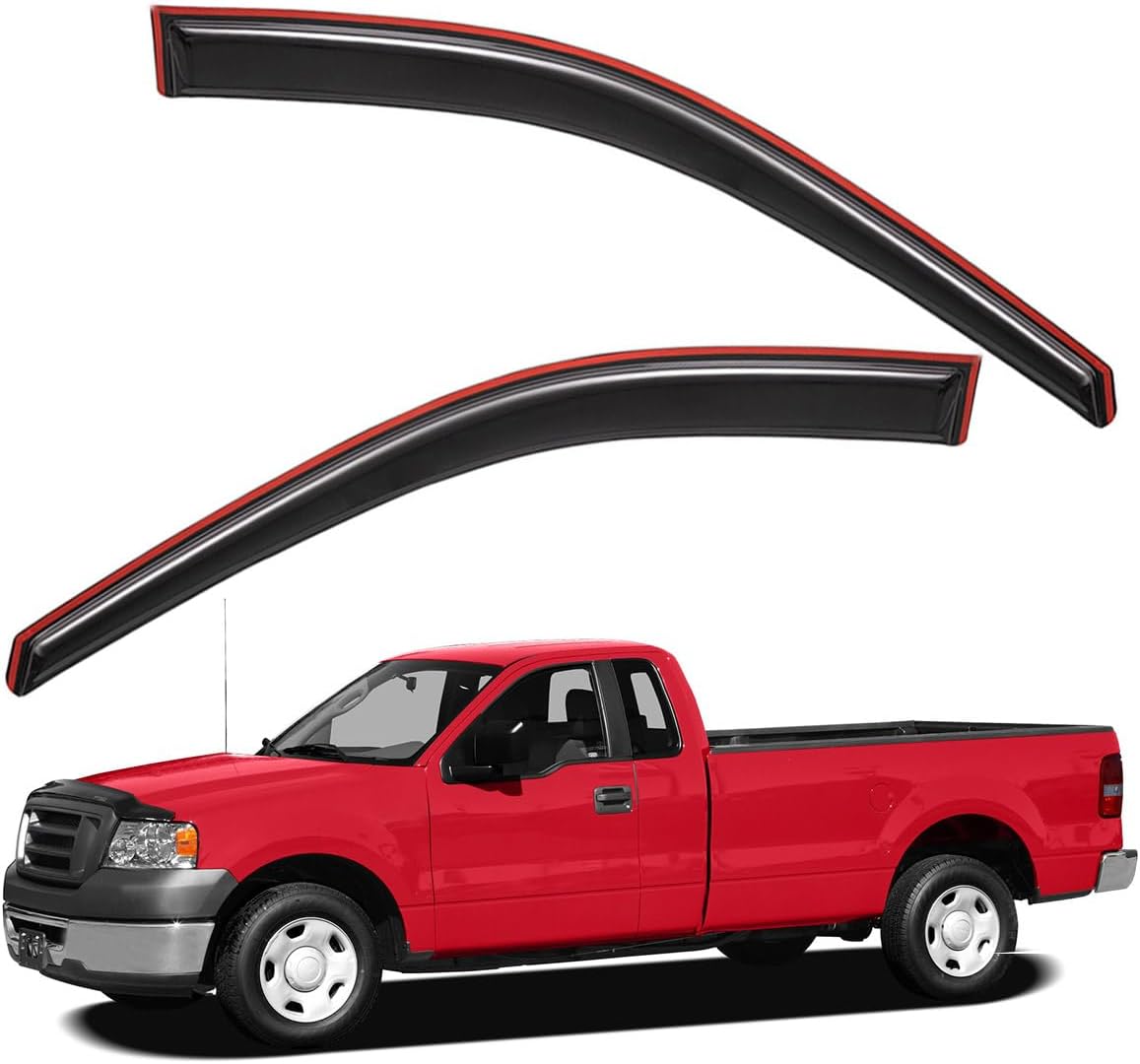 Lightronic WV192805 in-Channel Side Window Deflectors Visors Vent Rain Guards, Dark Smoke, 2-Pieces Set, Fits 2004-2008 Ford F-150 Regular Cab (EXCLUDES 2004 Heritage)