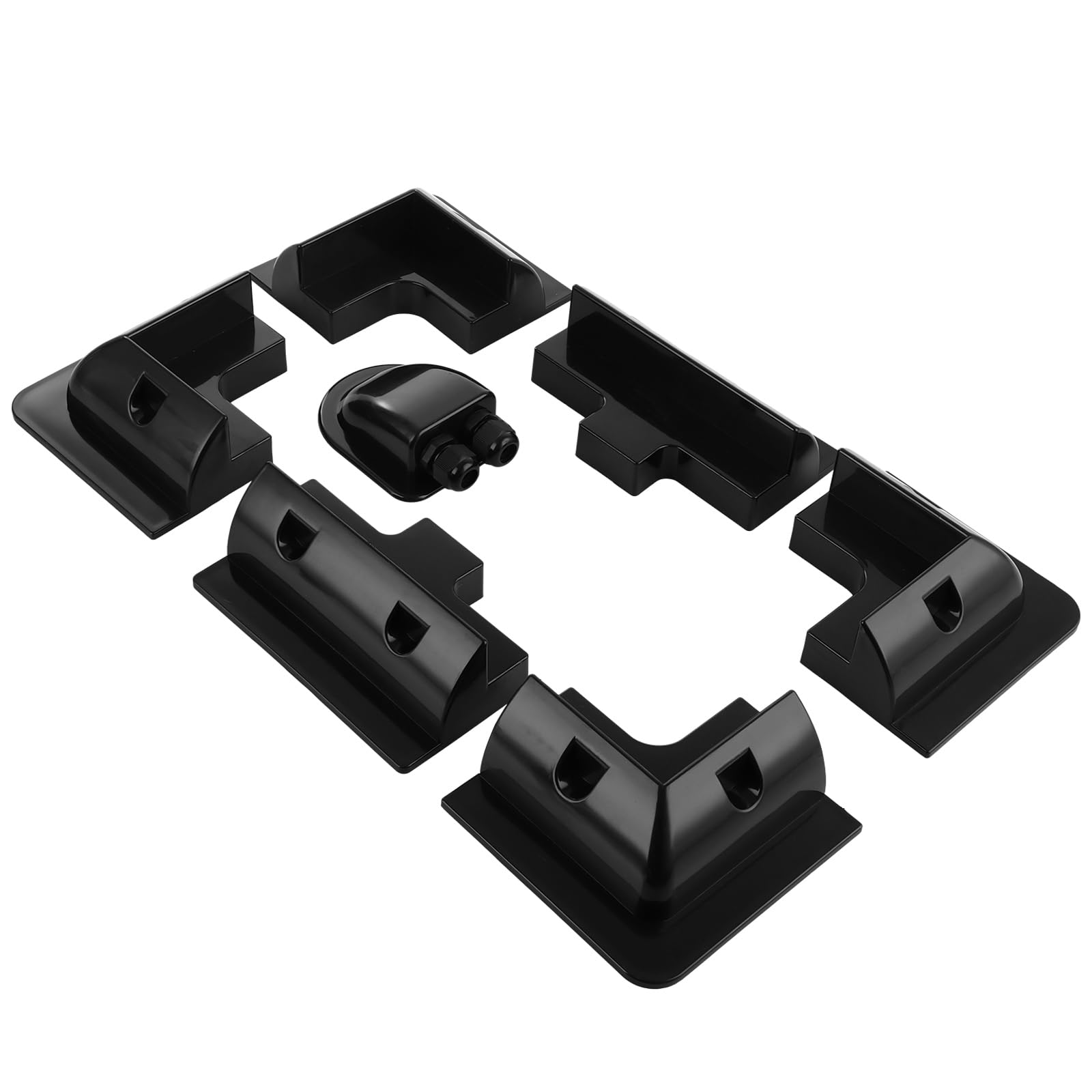 Kit di staffe di montaggio per pannello solare, staffe angolari e laterali in plastica ABS con scatola di ingresso cavi, sistema di montaggio solare nero per camper, camper, barca
