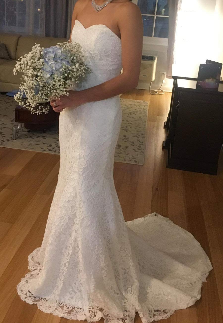 Abito da Sposa Elegante Lungo Sirena in Pizzo Abito da Sposa Senza Maniche