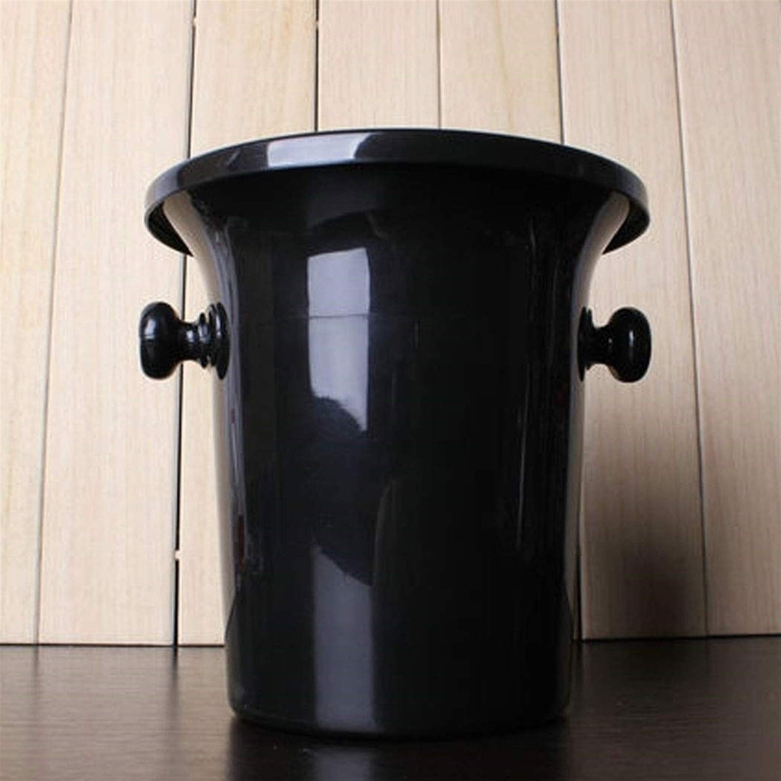 Cubeta​para Hielo, Cubo de Hielo para Botella de Vino, Hecho a Mano en Cubo de Hielo Negro con Aislamiento de Doble Pared con Pinzas para Hielo y abridor de Botellas