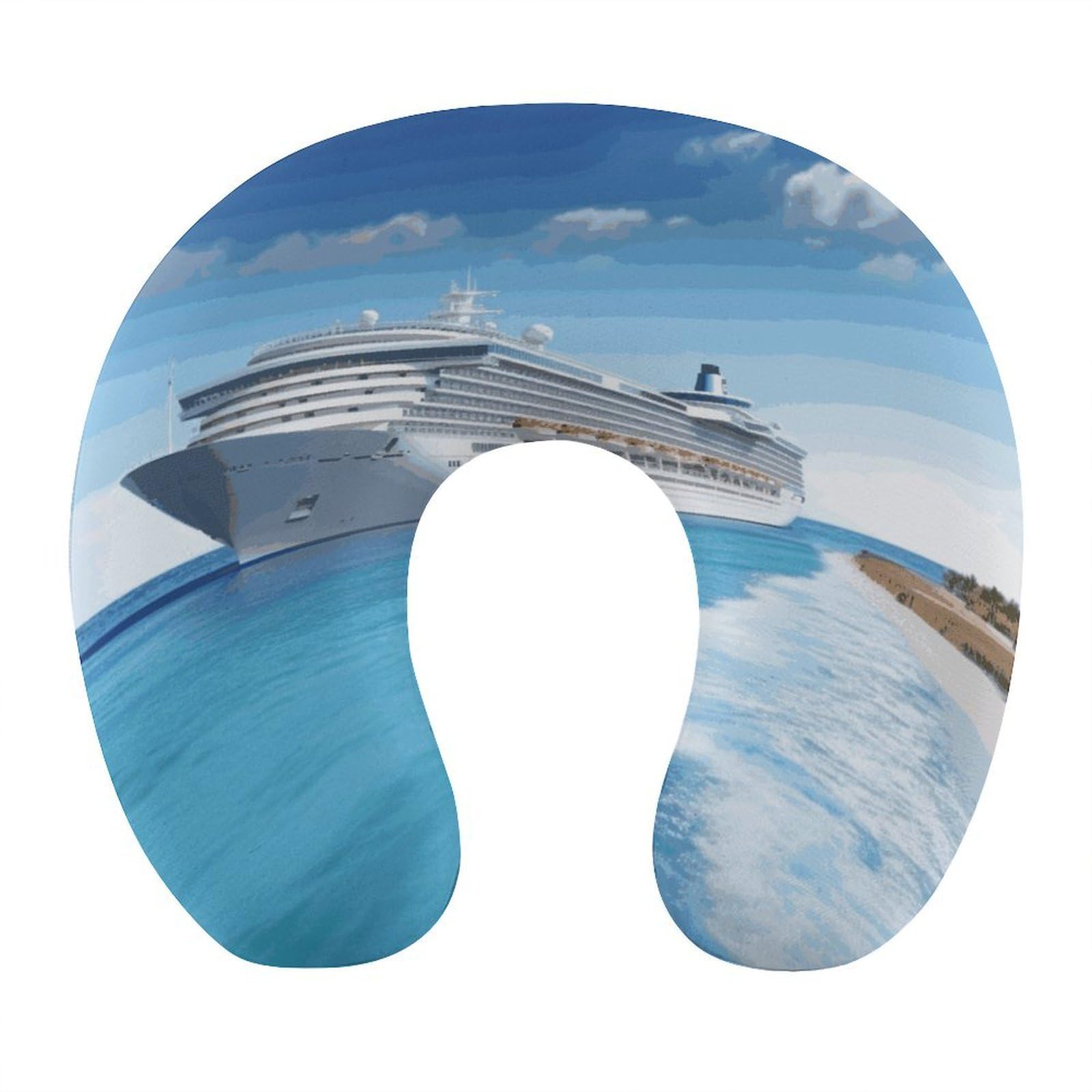 Adfgyerh Style Seaside Cruise Ship U-Shaped Pillow，Memory Foam Pillow Core，Cushion ，Provide Neck Support ，Travel Pillow，Suitable For Airplanes, Cars, Homes, And Offices.