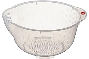 Inomata Japanese Rice Washing Bowl with Side and Bottom Drainers