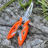 Outdoor Metal Folding Fishing Scissors Shrimp Shaped Line Cutter Compact Angling Tool For Cutting Line And Tackle Orange