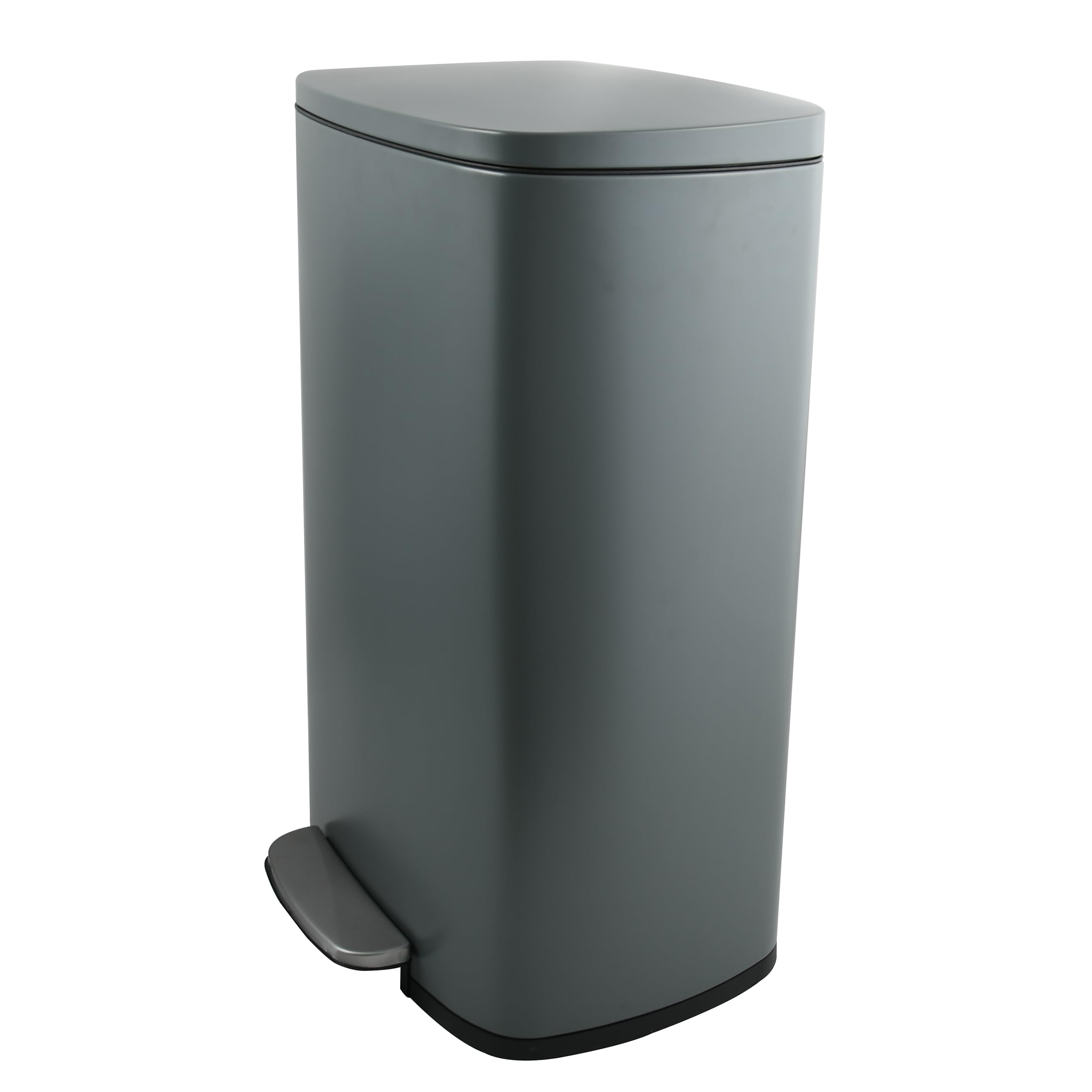 Spirella Rubbish Bin, 50 Litres, Soft Close, Plastic Inner Bucket, Pedal Bin for Kitchen, Grey