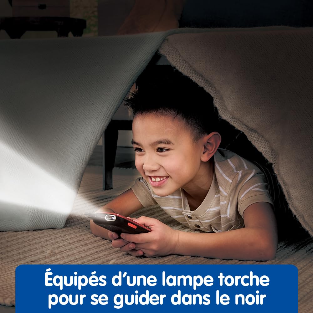 VTech - Kidi Talkie Explorer Bleu et Rouge, Talkies-Walkies Enfants avec Lampe Torche, Communication Cryptée Sécurisée, Portée de 200 Mètres, Cadeau Enfant Dès 4 Ans - Contenu en Français