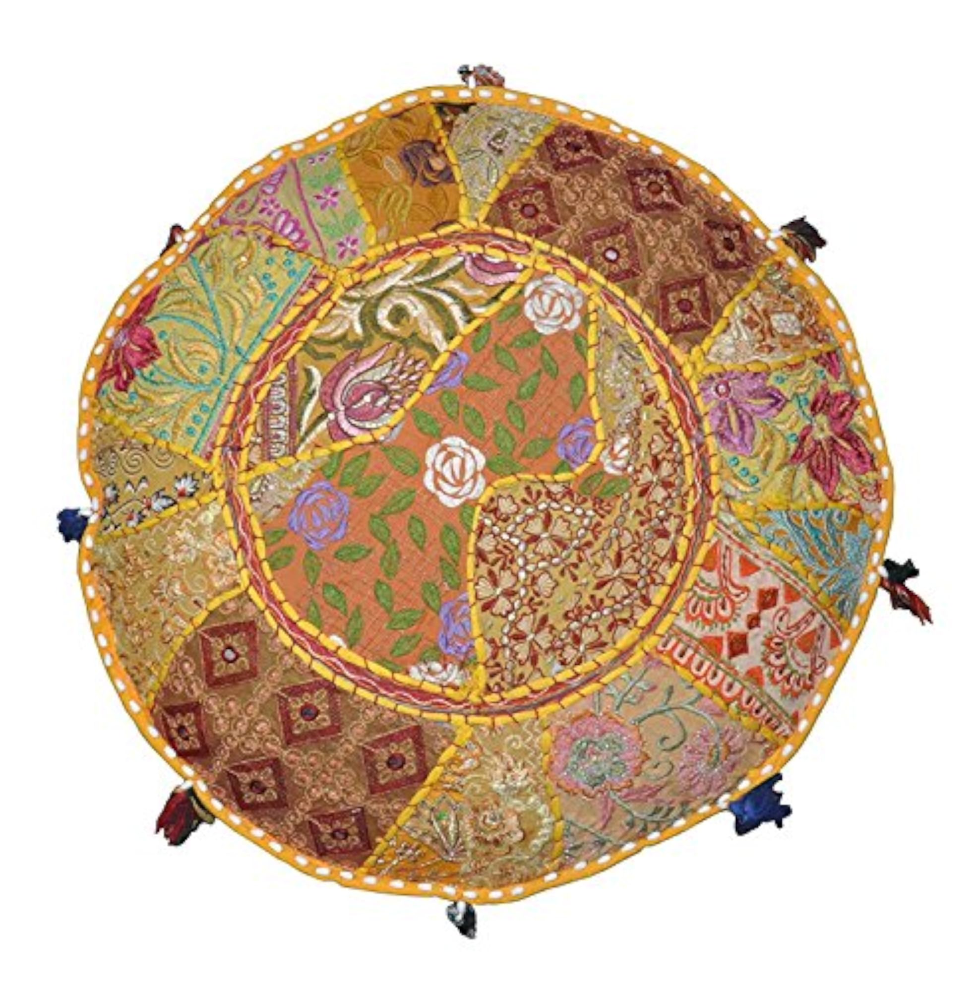 Indian Embroidered Patchwork Decorative Pouf