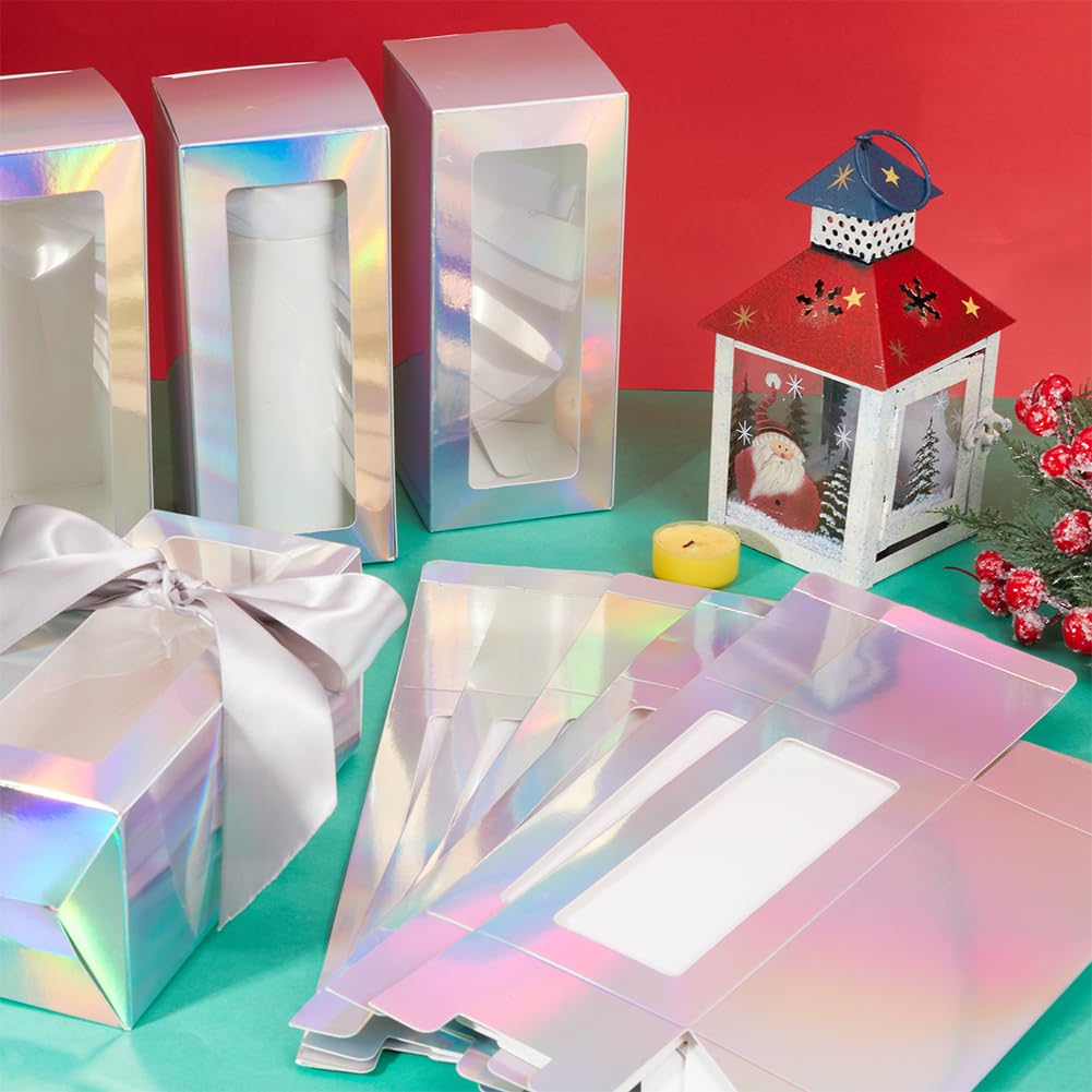 GORGECRAFT 10 boîte à Gobelets en Verre par Sublimation Coffrets Cadeaux de Noël en Carton Irisé avec Ruban en Organza de 20 mètres pour Gobelets 12oz 16oz et 20oz Emballage Cadeau de Thanksgiving