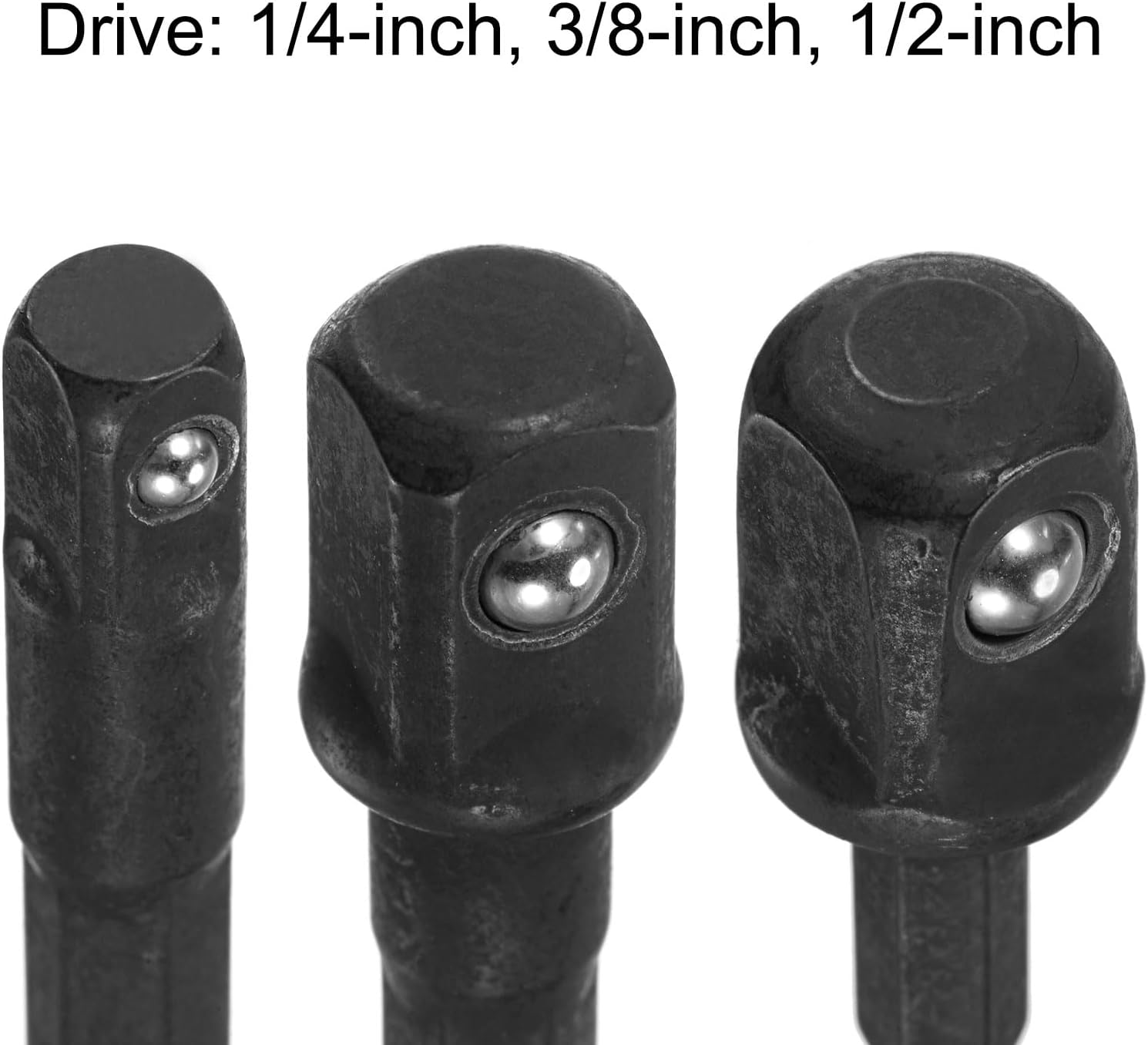 uxcell Impact Grade Socket Adapter Set 2" Extension Bit 1/4" Hex Shank 1/4", 3/8" and 1/2" Drive for Turns Power Drill Into High Driver