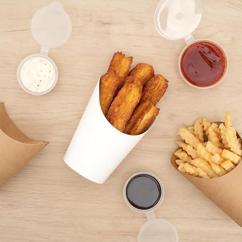 Miniatura 10 de Restaurantware Bio Tek - Recipientes para papas fritas de 12 onzas, 100 tazas desechables de charcutería, diseño inclinado, redondo, de papel