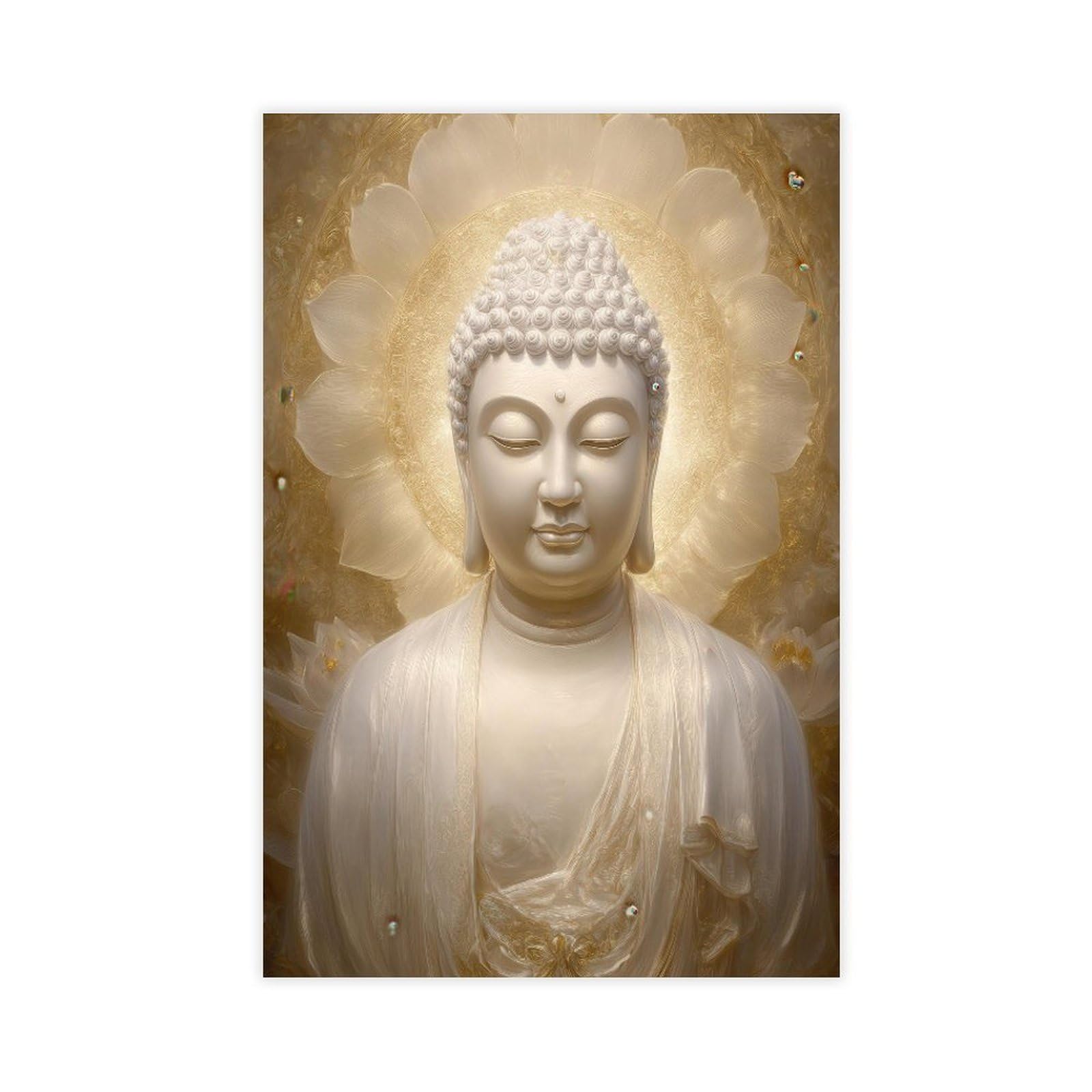 Pyberon Golden Buddha Portrait Poster Canvas Poster Bedroom Decor Landscape Office Room Decor Gift 20" L X 30" W