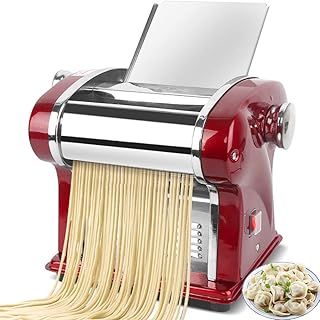 Electric Pasta Maker, Household Automatic Noodle Press Machine, for Spaghetti/Noodles/Dumpling Skin,Output 5Kg/H, 0.3~4mm 6-Level Thickness Adjustable,Stainless Steel, Friendly For Novices,4blade