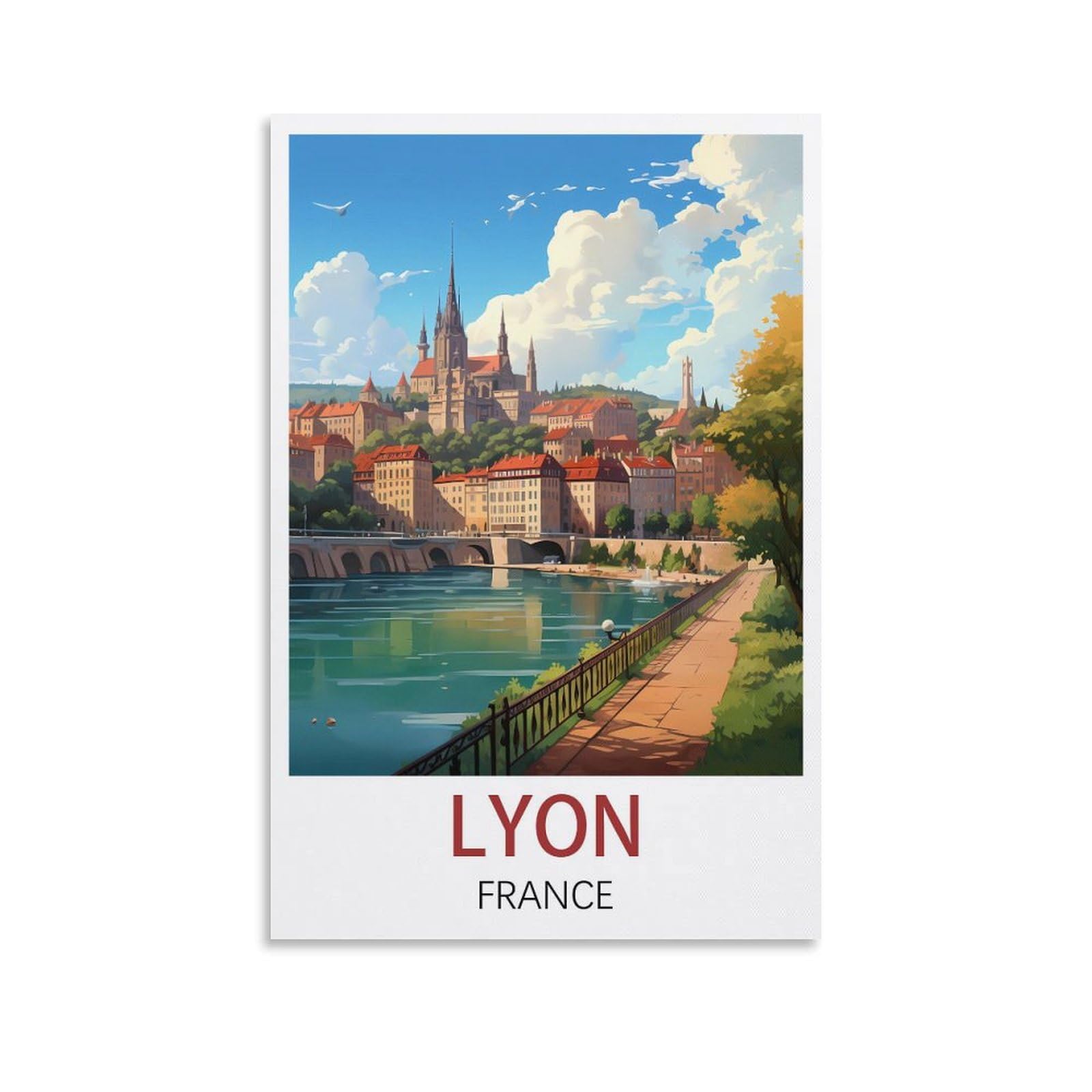LOSNABO Lyon France Vintage Travel Poster 08x12inch(20x30cm) Canvas Wall Poster And Art Picture Print Modern Home Bedroom Decor