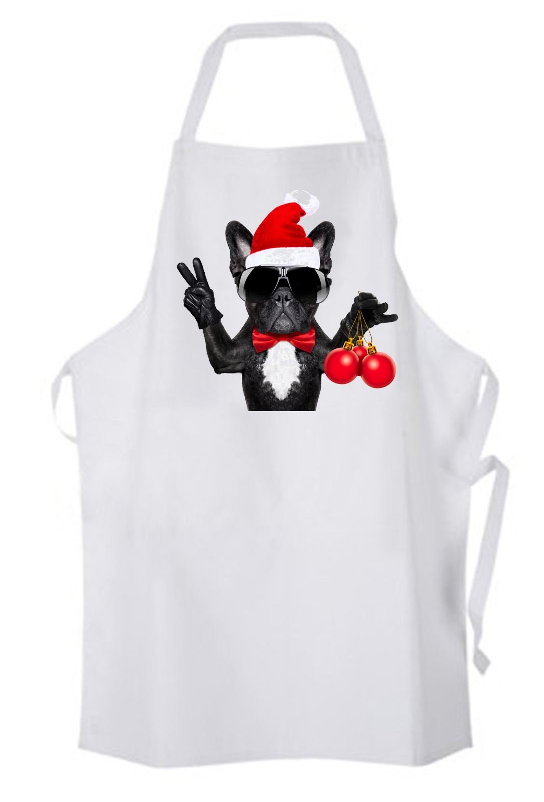 Tribal T-Shirts French Bulldog with Christmas Baubles Chef's Cooking Kitchen Apron