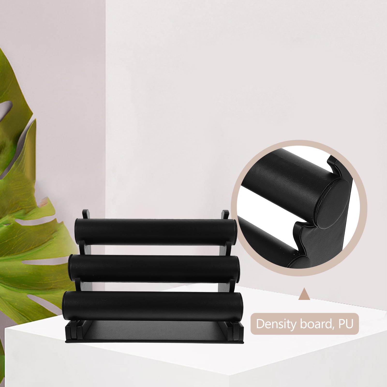 HOMSFOU Tisch Armbandständer 3 stufig aus Pu Leder Abnehmbarer Uhrenhalter Rutschfester Schmuckaufbewahrung Organizer für Armbänder Armreifen und Uhren