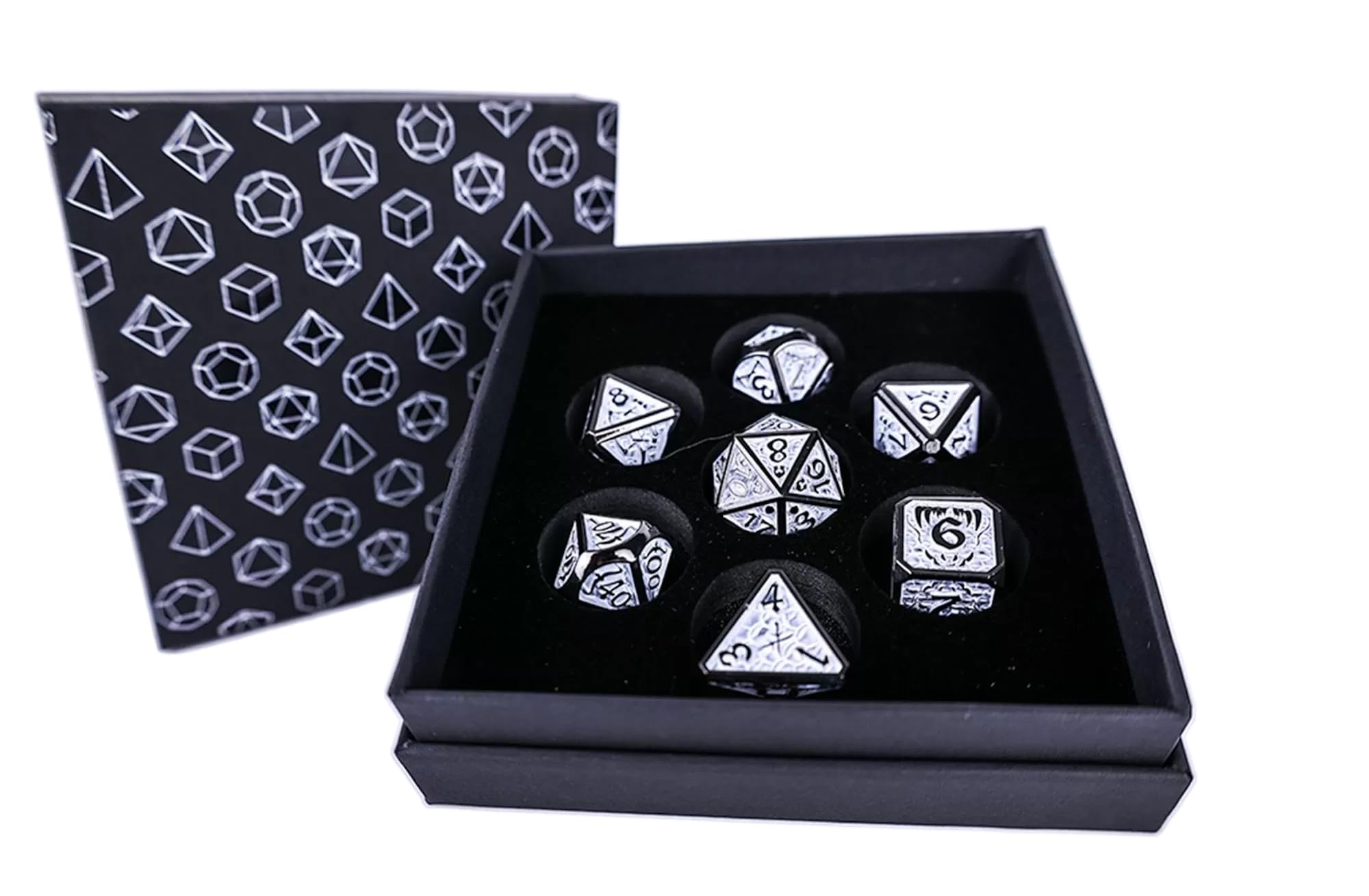 Juego de dados LPG - Metal RPG Draco Dark Light Blue/Silver