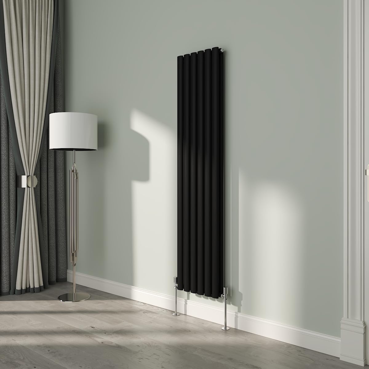 NRG Premium Black Oval Double Panel Designer Radiator 1600x354mm Central Heating — image 1