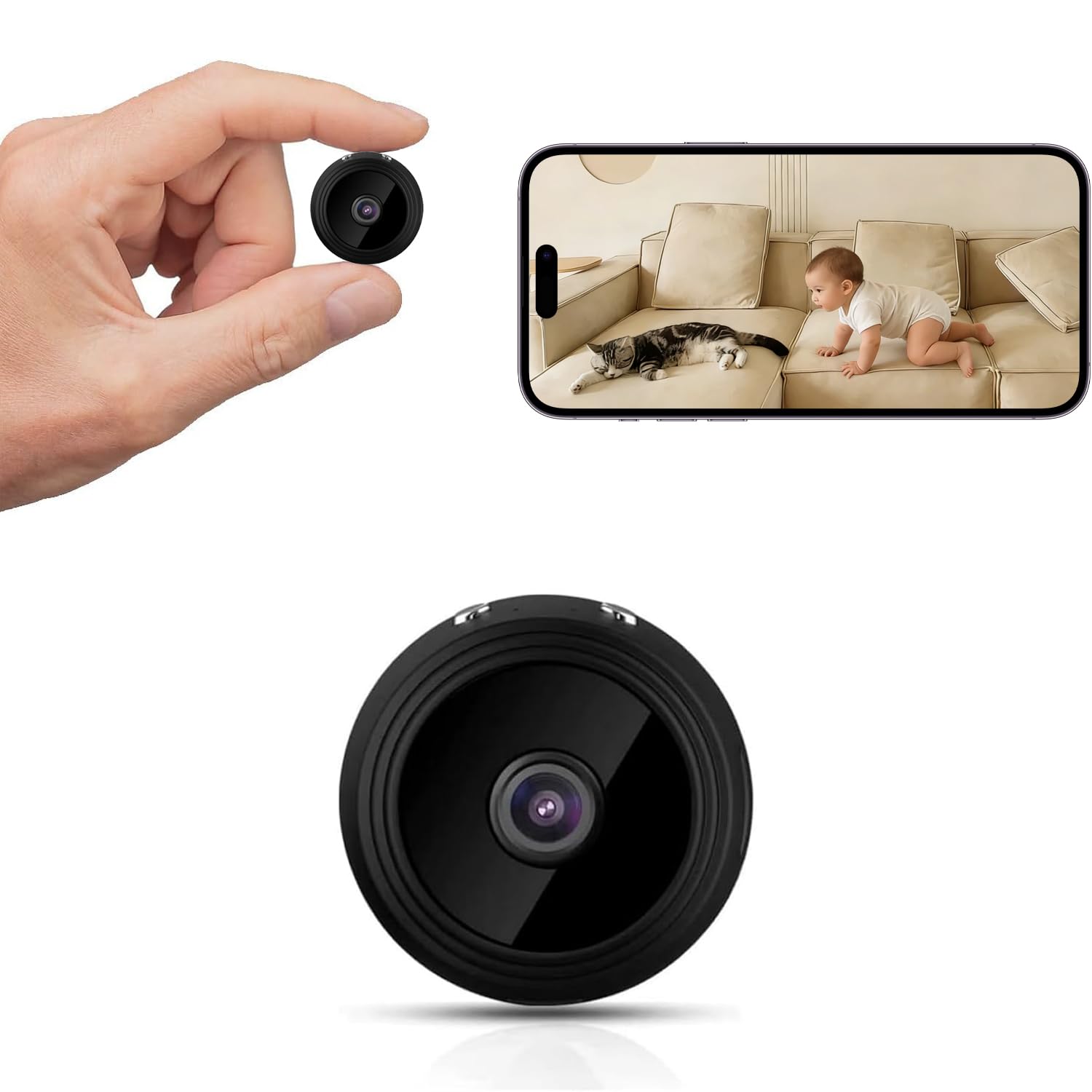 Mini Hidden Hidden Cameras WiFi Wireless Small Camera Home Security Cameras for Pet Baby with Motion Detection Night
